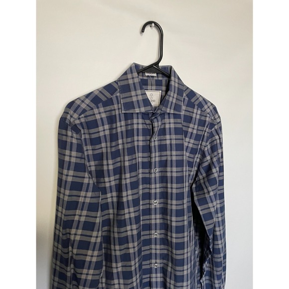 Todd Snyder Shirt Mens 15.5 Blue Gray Plaid Long Sleeve Button Up Melange Yarn - Picture 2 of 9